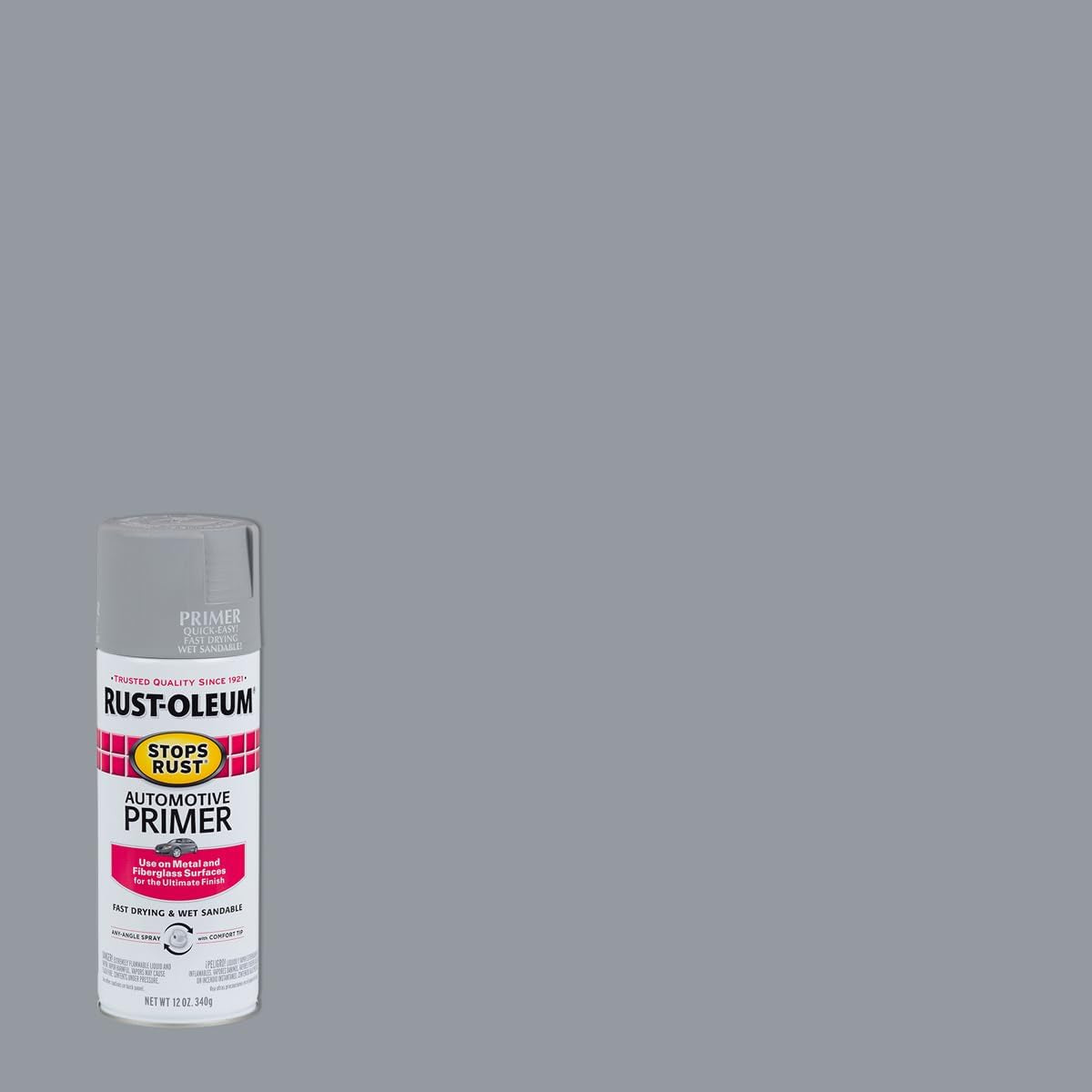 Rust-Oleum 2081830-6PK Stops Rust Automotive Primer Spray, 12 Oz, Flat Light Gray, 6 Pack