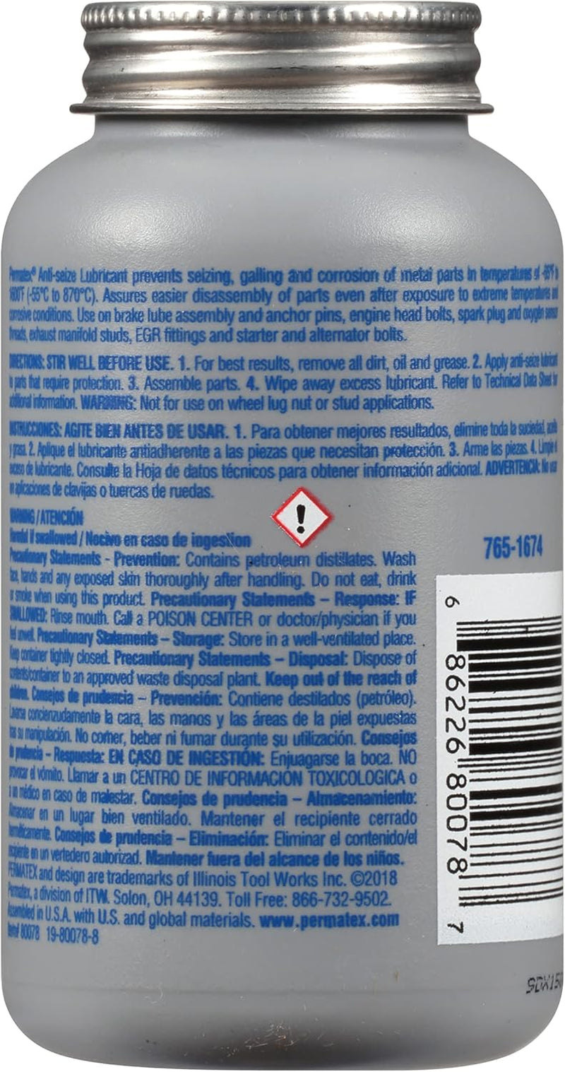 Permatex 80078 Anti-Seize Lubricant, 8 Oz Brush Top Bottle