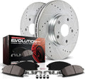 Powerstop Front Brake Kit for Dodge Ram 1500 1994-99 - Drilled and Slotted Disc Rotors with Carbon-Fiber Ceramic Brake Pads Replacement, K2126