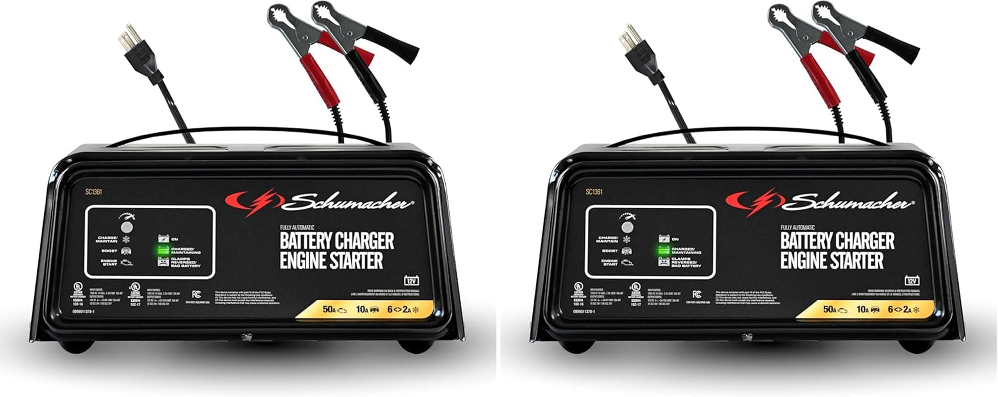 Schumacher Electric 50A 12V Car Battery Charger, Engine Starter & Maintainer - Fully Automatic Battery Charger for Cars, Trucks & Rvs - 6A Charge/ 2A Maintain & 10A Boost Modes - SC1361