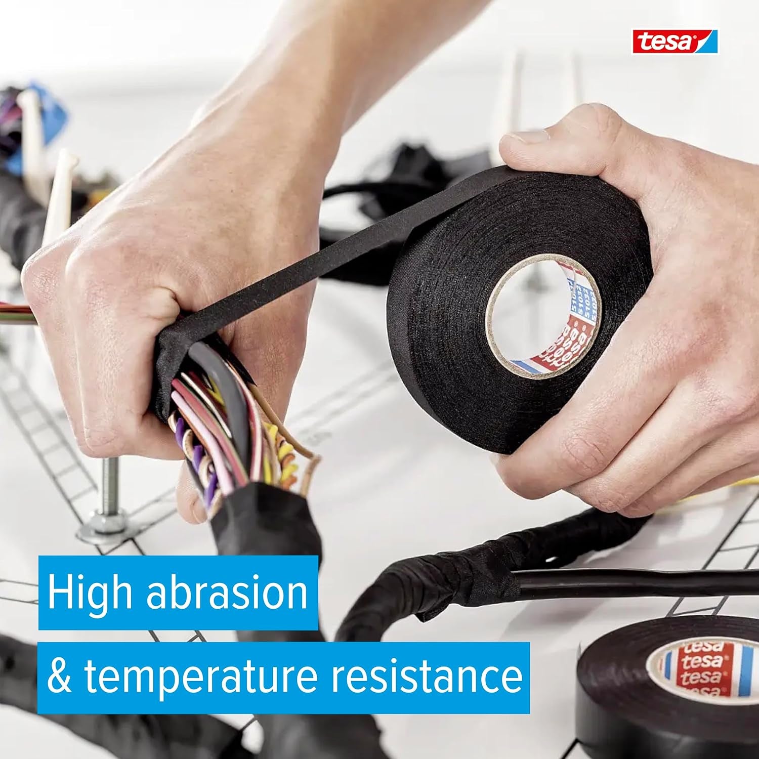 51036 High Abrasion Protection PET Cloth Automotive Wire Harness Tape, Black, 19Mm X 25M, 16 Rolls