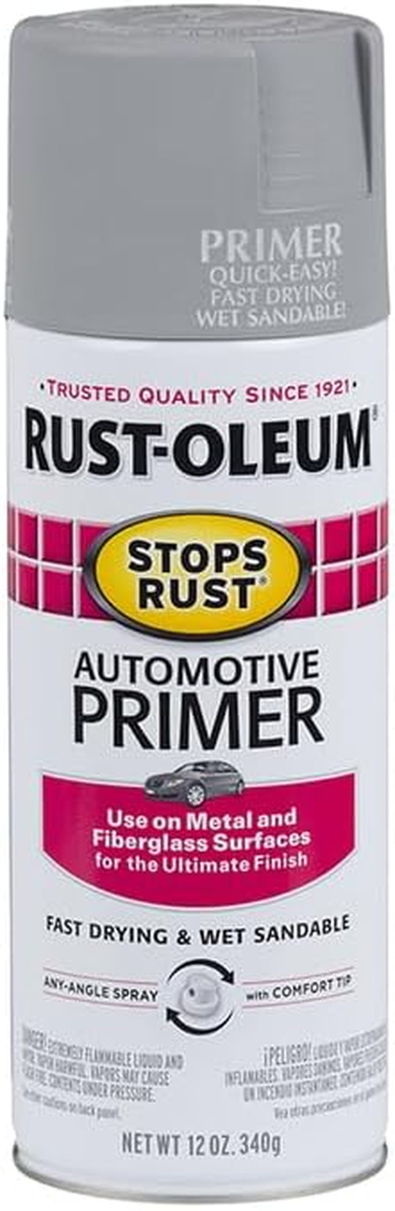 Rust-Oleum 2081830-6PK Stops Rust Automotive Primer Spray, 12 Oz, Flat Light Gray, 6 Pack