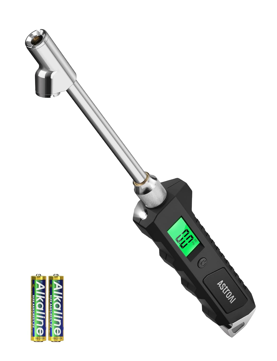 Astroai Digital Tire Pressure Gauge, 230 PSI 4 Settings Heavy Duty for Car Bicycle with Larger Backlit LCD Flashlight and Non-Slip, Black