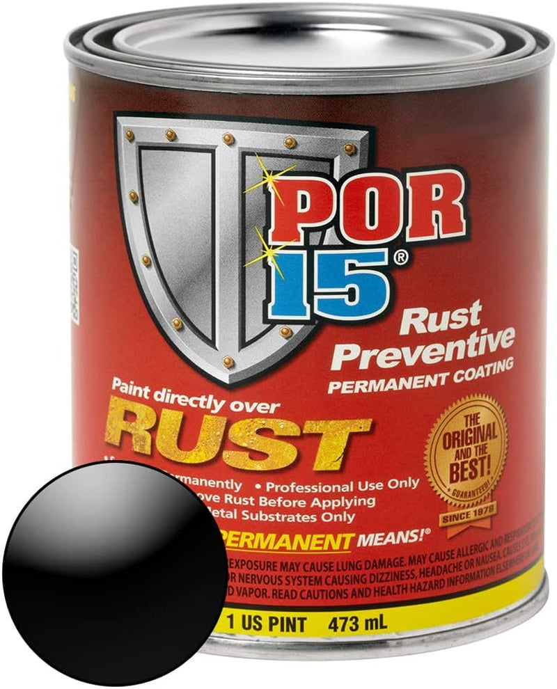 POR-15 Rust Preventive Coating, Stop Rust and Corrosion Permanently, Anti-Rust, Non-Porous Protective Barrier, 16 Fluid Ounces, Gloss Black