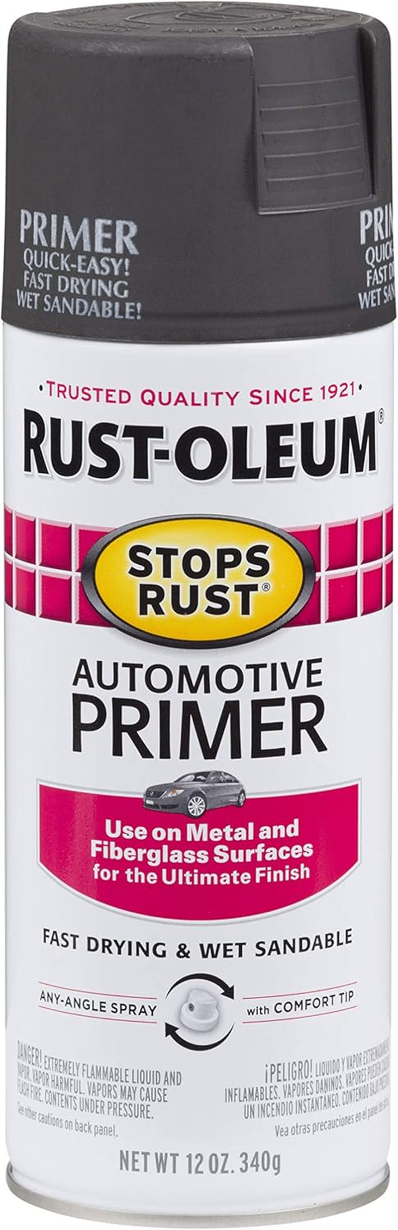Rust-Oleum 2081830-6PK Stops Rust Automotive Primer Spray, 12 Oz, Flat Light Gray, 6 Pack