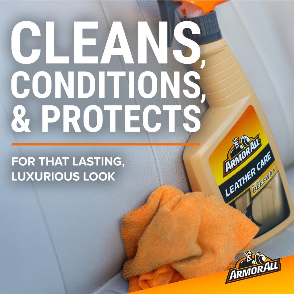 Armor All Car Leather Cleaner Spray, Beeswax Leather Care Spray for Cars, Trucks, Motorcycles, 16 Oz Each