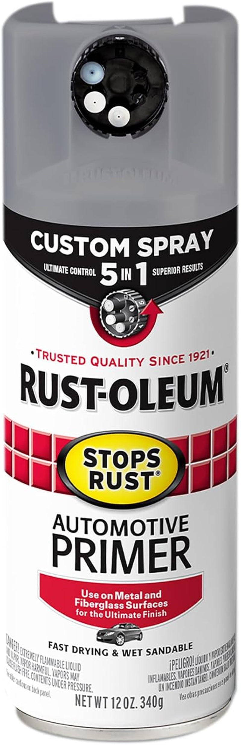 Rust-Oleum 2081830-6PK Stops Rust Automotive Primer Spray, 12 Oz, Flat Light Gray, 6 Pack