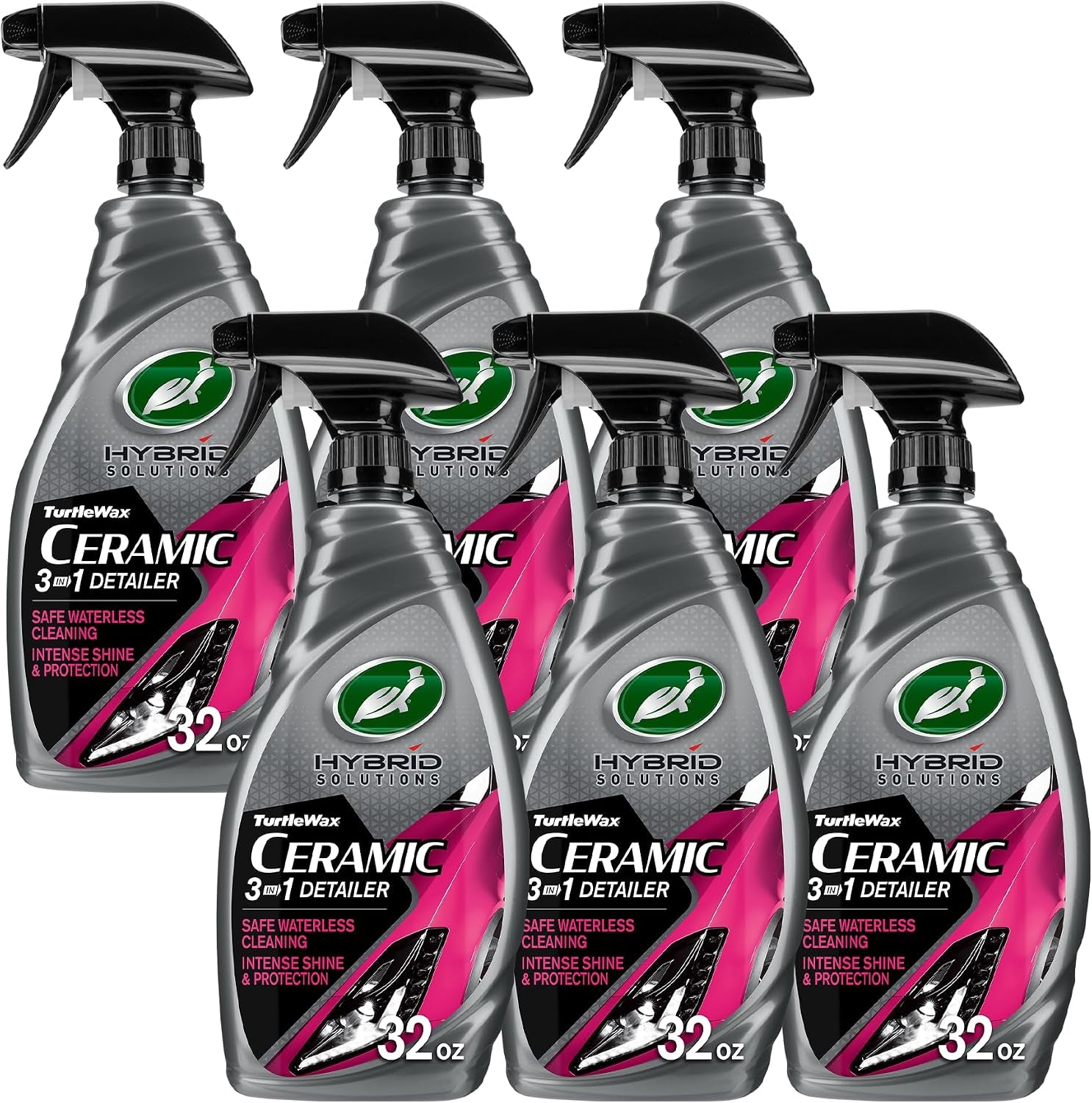 Turtle Wax Hybrid Solutions Ceramic 3-In-1 Car Detailer, Waterless Car Wash, Long-Lasting Hydrophobicwax Protection and High Gloss Shine, Safe for All Exterior Surfaces, 32 Oz (Pack of 1)