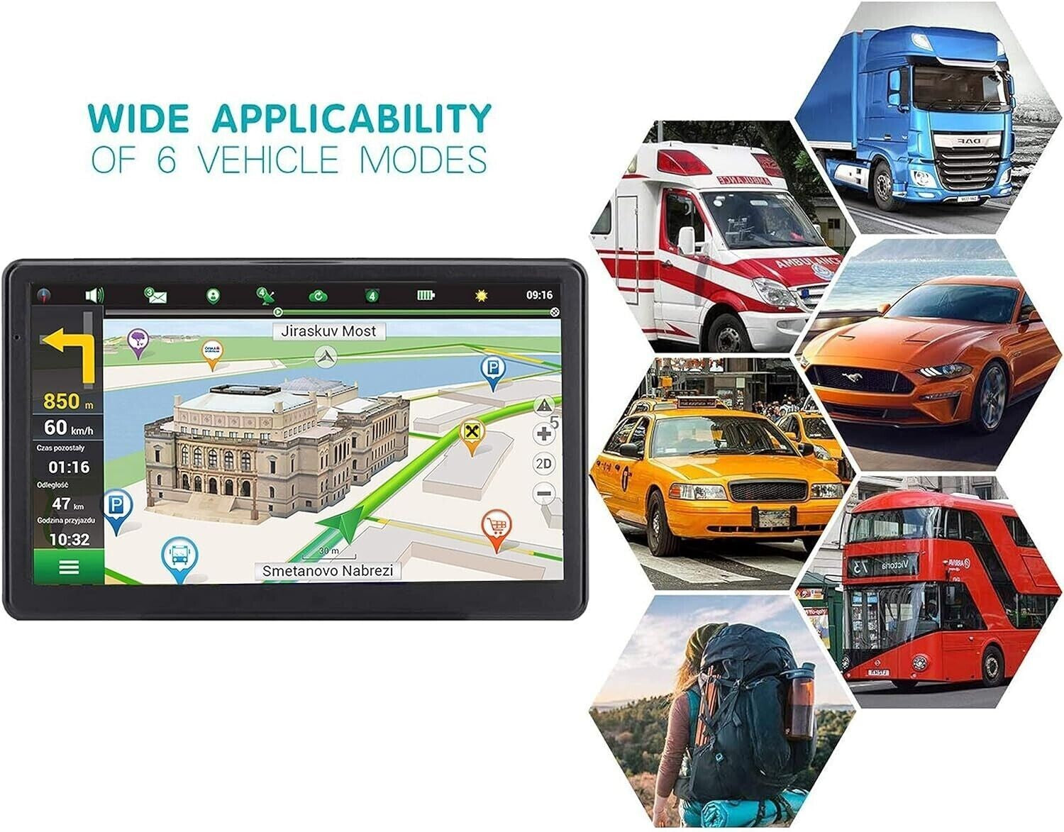 Gps Navigation for Car/Truck Touch Screen Maps W/ Spoken Direction 7"