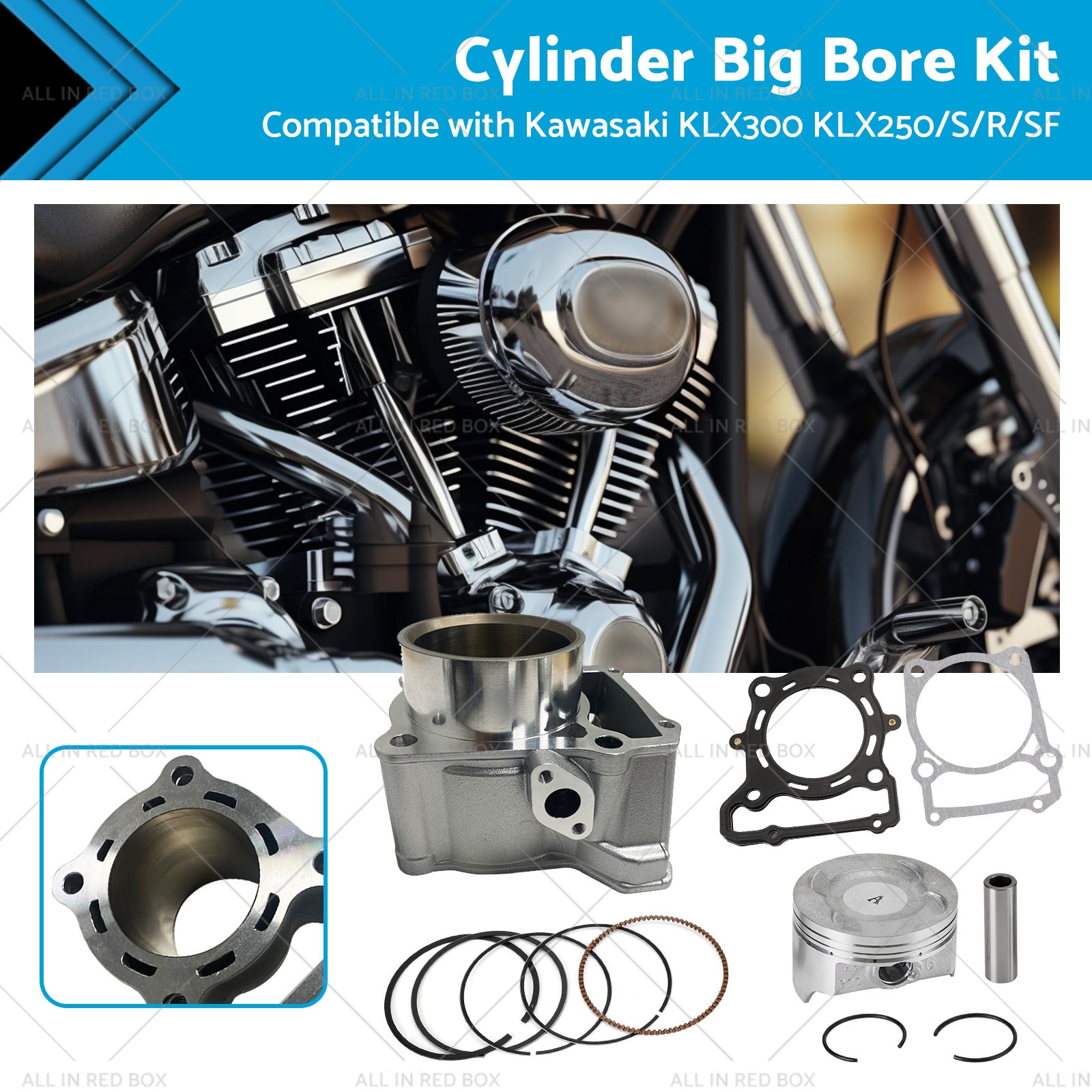 78mm Cylinder Big Bore Kit Suitable For Kawasaki KLX300 / KLX250 S / R / SF 1993-2014