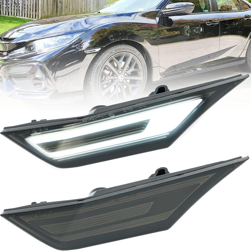 LED Civic Side Marker Lights Replacement for 2016-2022 H.Onda Civic Sedan Coupe Hatchback Amber LED DRL Parking Position Lamp Sidelights Driving Marker Signal Indicator Lights OEM H02551127N