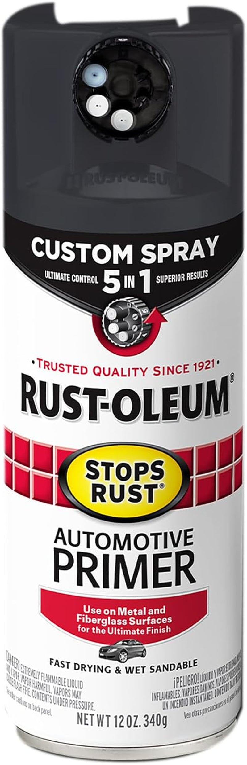 Rust-Oleum 2081830-6PK Stops Rust Automotive Primer Spray, 12 Oz, Flat Light Gray, 6 Pack