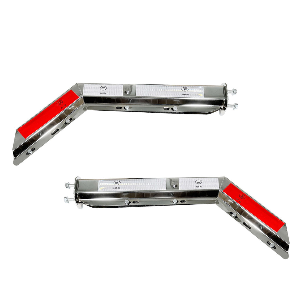 Pair Chrome Angled Spring Loaded Mud Flap Hanger 2.5" & Mud Flap for Semi Truck