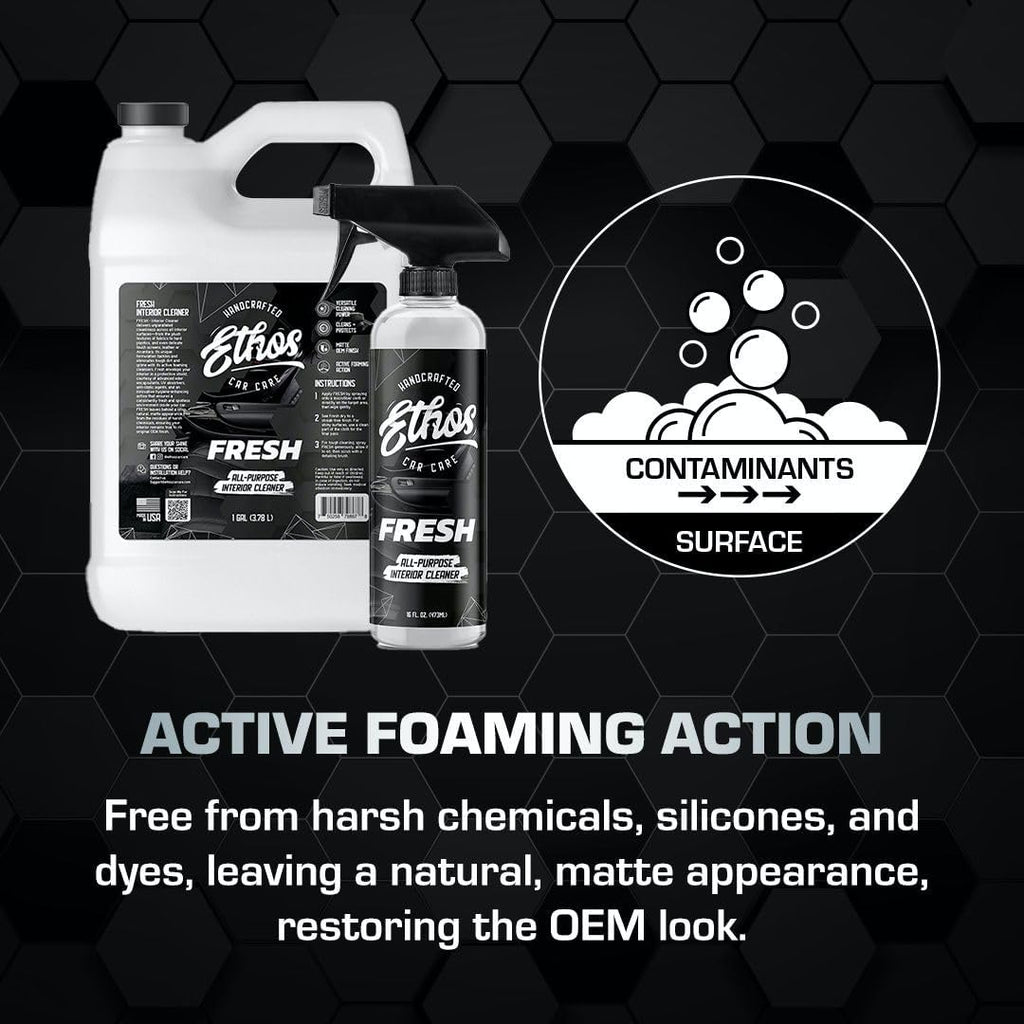 Ethos FRESH - All Purpose Interior Cleaner Car Detailing Kit, Detailing Spray - Car Interior Detailing - Interior Cleaner for Cars, Trucks, Suvs, Jeeps, Motorcycles, Rvs & More