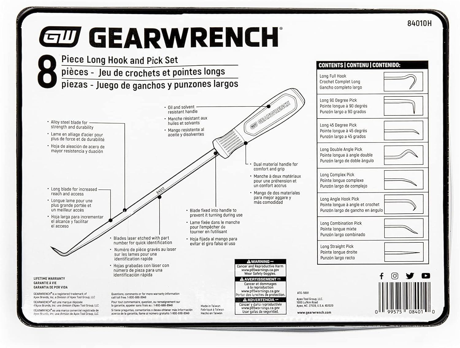 GEARWRENCH 8 Pc. Long Hook & Pick Set - 84010H