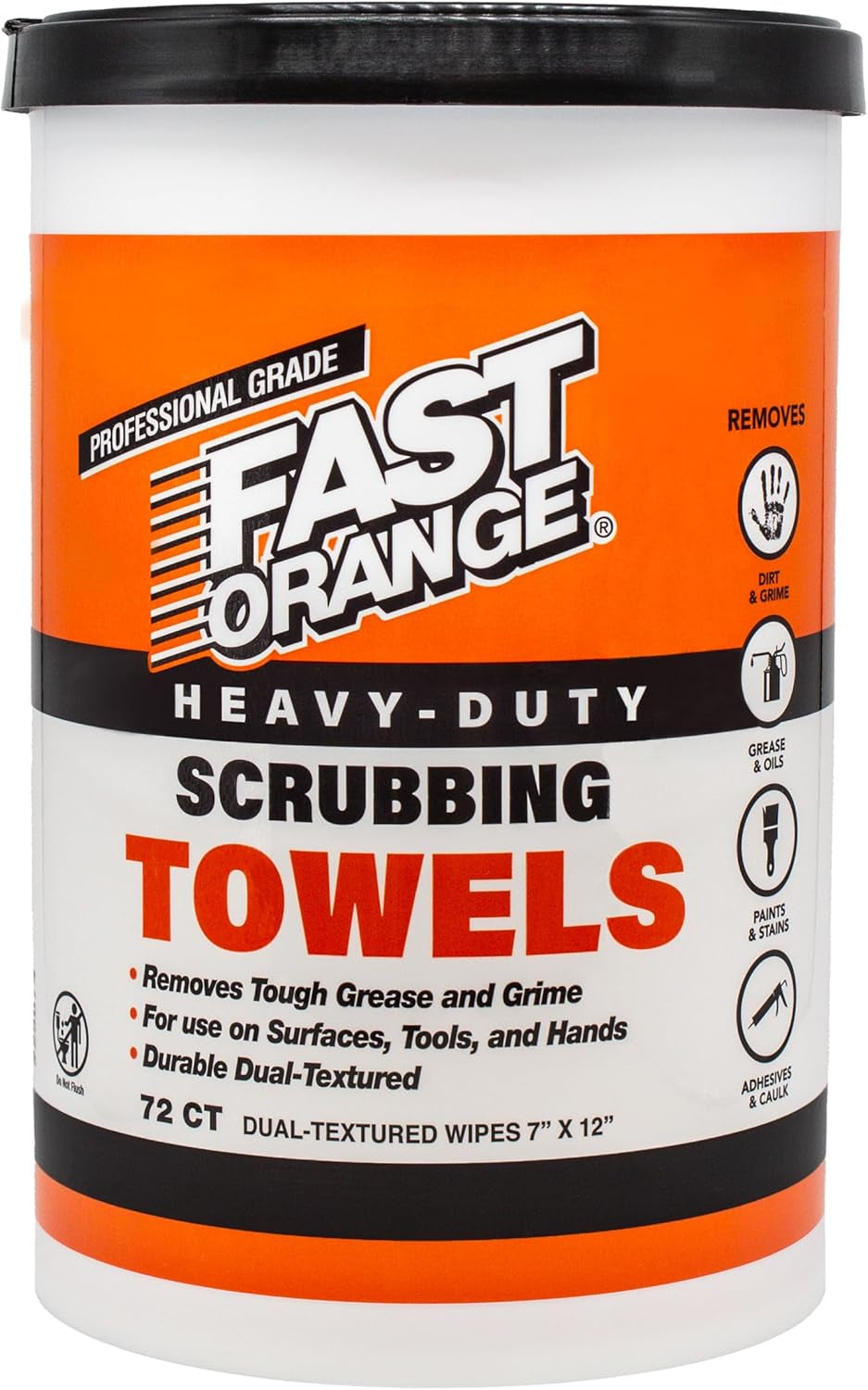 Fast Orange 25050 Hand Cleaner Wipes, Mechanic Wipes for Auto Shop, Heavy Duty Wipes, Removes Grease, Oil, Exhaust Fumes from Hands and Skin, 25 Count