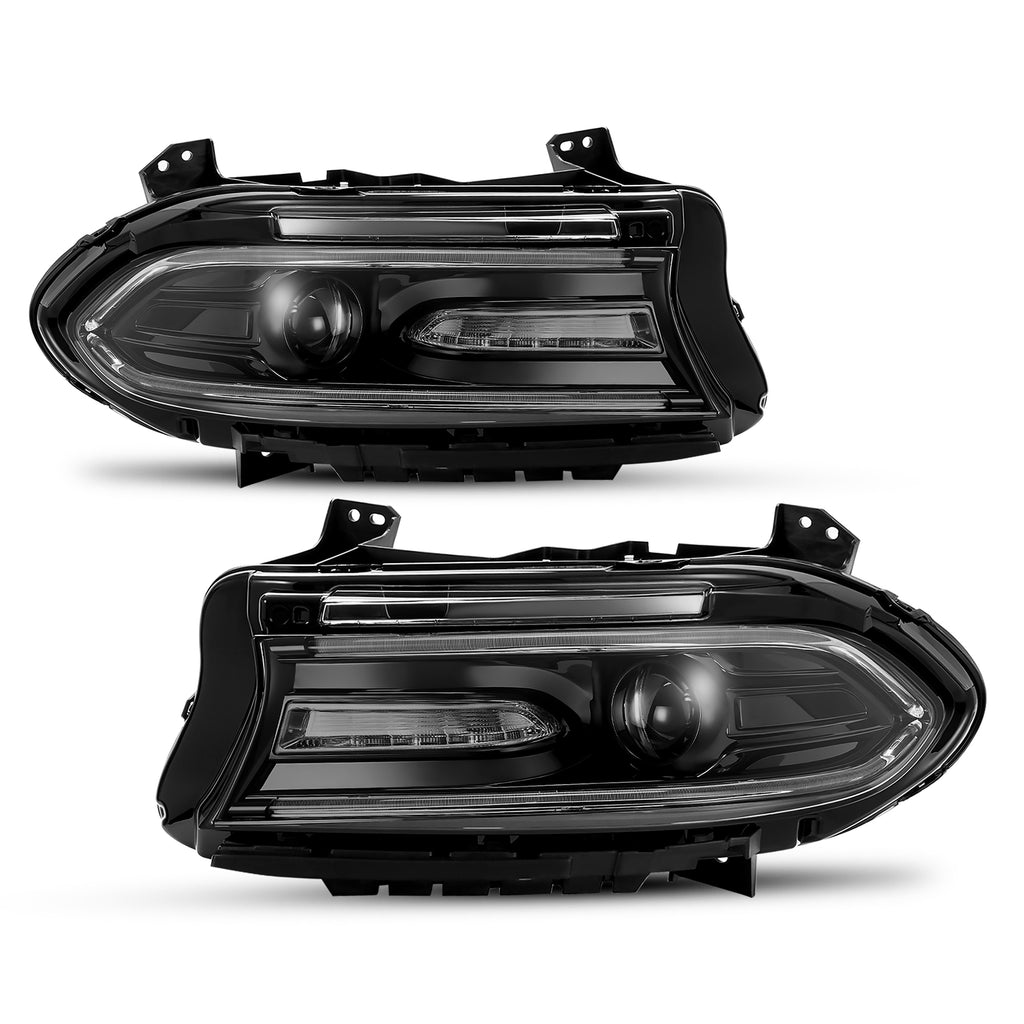 Pair LED DRL Projector Headlights Assemblies for Dodge Charger 2015-2023 LH+RH