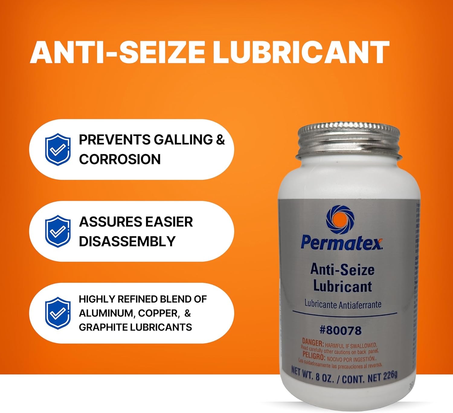 Permatex 80078 Anti-Seize Lubricant, 8 Oz Brush Top Bottle