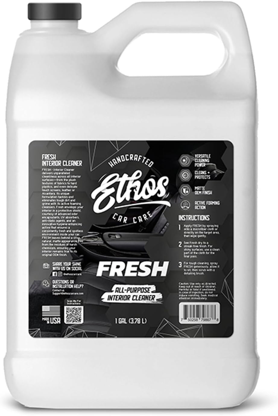 Ethos FRESH - All Purpose Interior Cleaner Car Detailing Kit, Detailing Spray - Car Interior Detailing - Interior Cleaner for Cars, Trucks, Suvs, Jeeps, Motorcycles, Rvs & More
